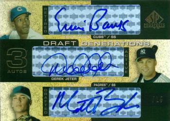 2004 SP Prospects - Draft Generations Triple Autographs #DG-BJB Ernie Banks / Derek Jeter / Matt Bush Front