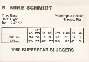1989 Superstar Sluggers (unlicensed) #9 Mike Schmidt Back