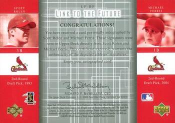 2004 SP Prospects - Link to the Future Dual Autographs #LF-RF Scott Rolen / Michael Ferris Back