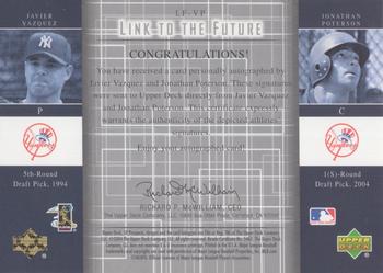 2004 SP Prospects - Link to the Future Dual Autographs #LF-VP Javier Vazquez / Jonathan Poterson Back