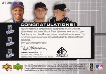 2004 SP Prospects - Link to the Future Triple Autographs #LFT-GHM Juan Gonzalez / James Howell / James Moore Back