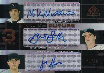 2004 SP Prospects - Link to the Future Triple Autographs #LFT-MSH Mike Mussina / Brett Smith / Jesse Hoover Front