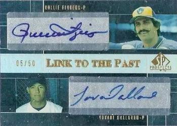 2004 SP Prospects - Link to the Past Dual Autographs #LP-RY Rollie Fingers / Yovani Gallardo Front