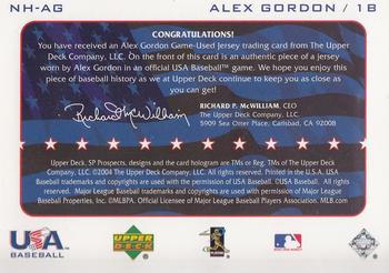 2004 SP Prospects - National Honors USA Jersey #NH-AG Alex Gordon Back