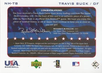 2004 SP Prospects - National Honors USA Jersey #NH-TB Travis Buck Back