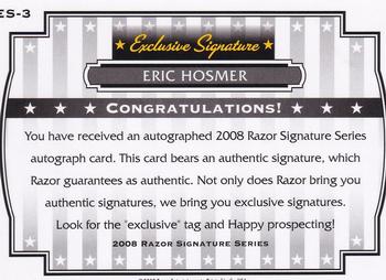 2008 Razor Signature Series - Exclusive Autographs #ES-03 Eric Hosmer Back
