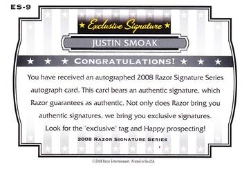 2008 Razor Signature Series - Exclusive Autographs #ES-09 Justin Smoak Back