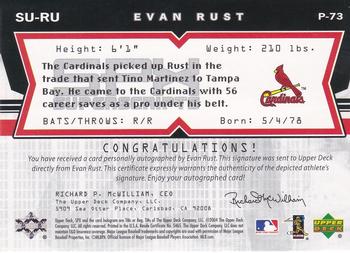 2004 SPx - SuperScripts Rookies #SU-RU Evan Rust Back