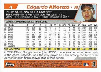 2004 Topps 1st Edition #4 Edgardo Alfonzo Back