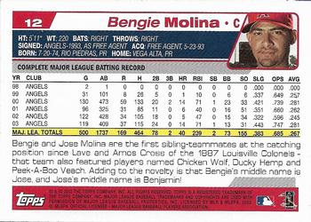 2004 Topps 1st Edition #12 Bengie Molina Back