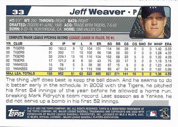 2004 Topps 1st Edition #33 Jeff Weaver Back