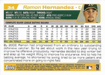 2004 Topps 1st Edition #34 Ramon Hernandez Back