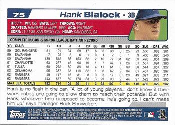 2004 Topps 1st Edition #75 Hank Blalock Back