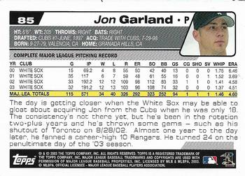 2004 Topps 1st Edition #85 Jon Garland Back