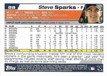 2004 Topps 1st Edition #88 Steve Sparks Back