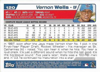 2004 Topps 1st Edition #120 Vernon Wells Back