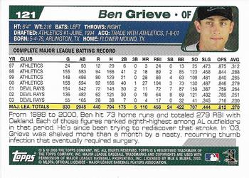 2004 Topps 1st Edition #121 Ben Grieve Back