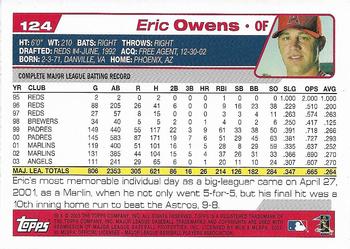 2004 Topps 1st Edition #124 Eric Owens Back