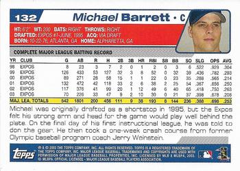 2004 Topps 1st Edition #132 Michael Barrett Back