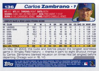 2004 Topps 1st Edition #136 Carlos Zambrano Back