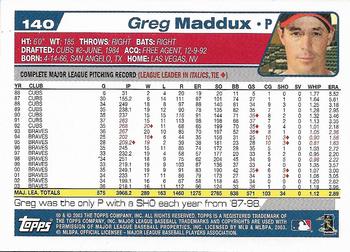 2004 Topps 1st Edition #140 Greg Maddux Back