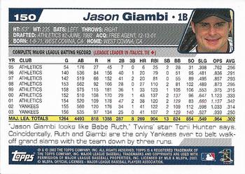 2004 Topps 1st Edition #150 Jason Giambi Back