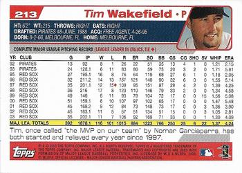 2004 Topps 1st Edition #213 Tim Wakefield Back