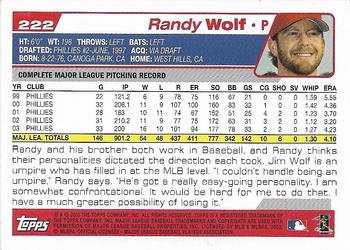 2004 Topps 1st Edition #222 Randy Wolf Back