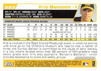 2004 Topps 1st Edition #223 Kris Benson Back