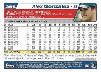 2004 Topps 1st Edition #256 Alex Gonzalez Back