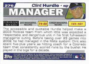 2004 Topps 1st Edition #276 Clint Hurdle Back