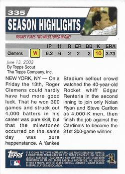 2004 Topps 1st Edition #335 Roger Clemens Back