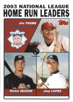 2004 Topps 1st Edition #345 2003 National League Home Run Leaders (Jim Thome / Richie Sexson / Javy Lopez) Front