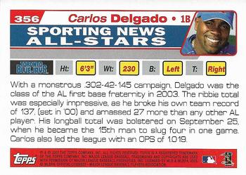 2004 Topps 1st Edition #356 Carlos Delgado Back
