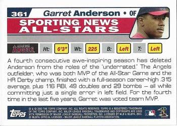 2004 Topps 1st Edition #361 Garret Anderson Back