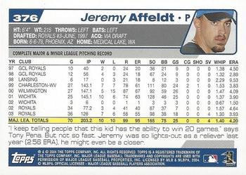 2004 Topps 1st Edition #376 Jeremy Affeldt Back