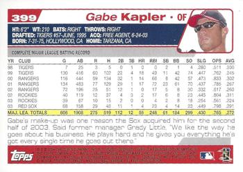 2004 Topps 1st Edition #399 Gabe Kapler Back