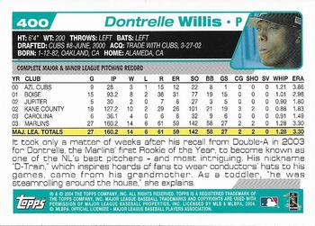 2004 Topps 1st Edition #400 Dontrelle Willis Back