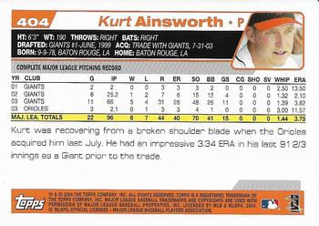 2004 Topps 1st Edition #404 Kurt Ainsworth Back