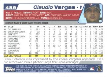 2004 Topps 1st Edition #489 Claudio Vargas Back