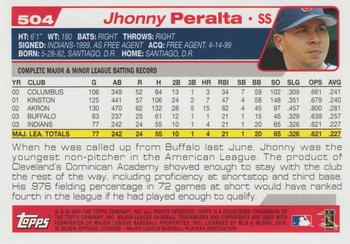 2004 Topps 1st Edition #504 Jhonny Peralta Back