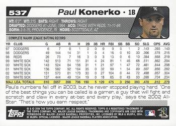 2004 Topps 1st Edition #537 Paul Konerko Back