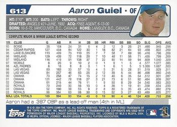 2004 Topps 1st Edition #613 Aaron Guiel Back