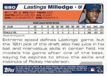 2004 Topps 1st Edition #680 Lastings Milledge Back