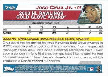 2004 Topps 1st Edition #712 Jose Cruz Jr. Back