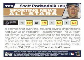 2004 Topps 1st Edition #729 Scott Podsednik Back