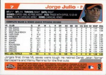 2004 Topps Chrome #7 Jorge Julio Back