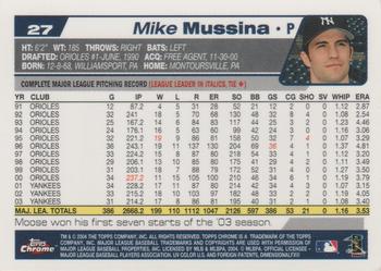 2004 Topps Chrome #27 Mike Mussina Back