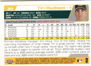 2004 Topps Chrome #30 Tim Hudson Back
