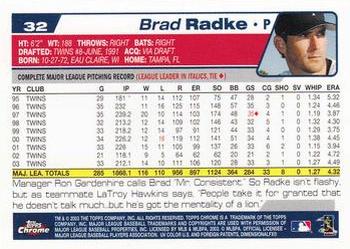 2004 Topps Chrome #32 Brad Radke Back